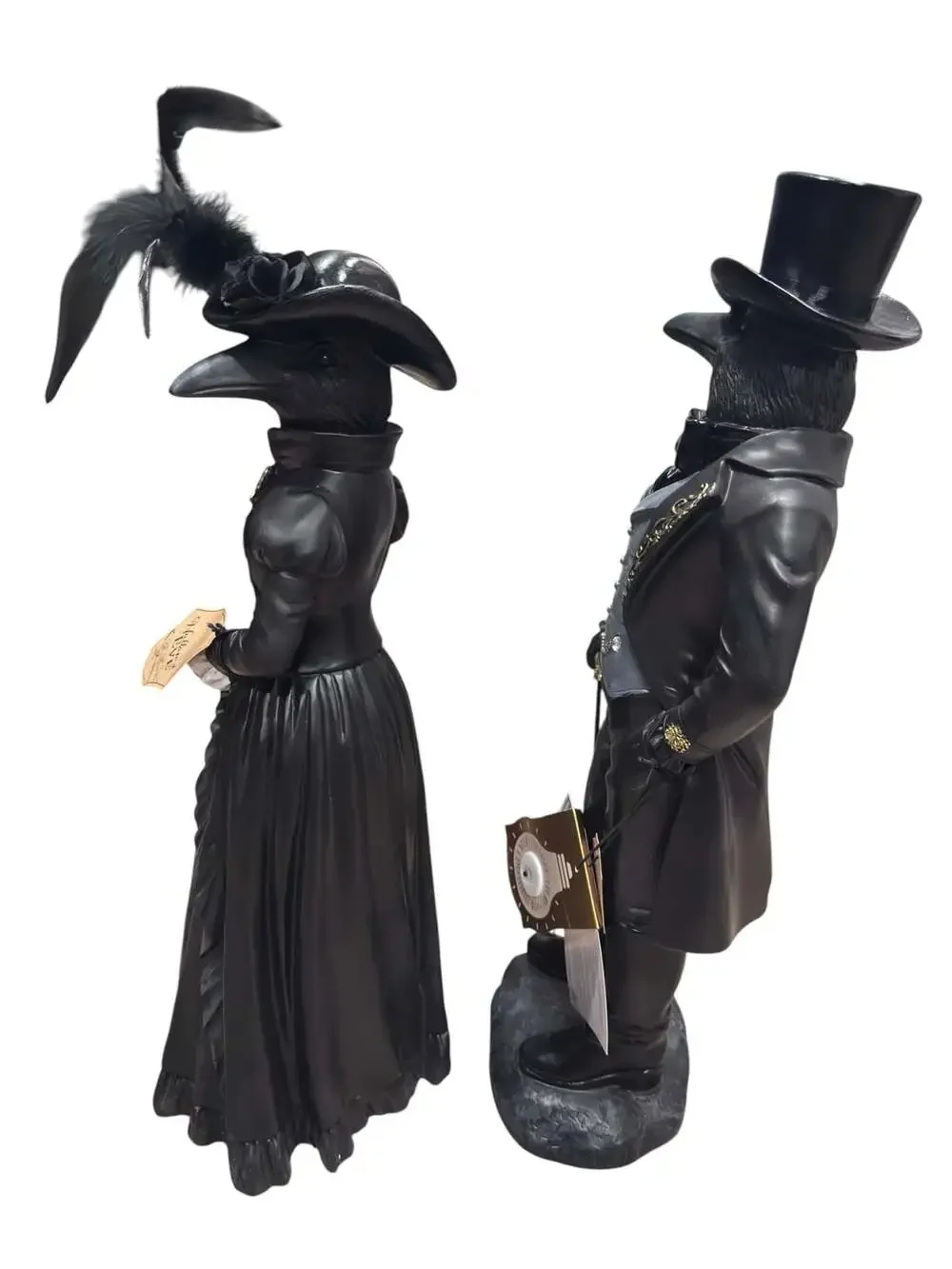 Hallow's Eve Raven Figurines Set Of 2 Halloween Decor - Brand New